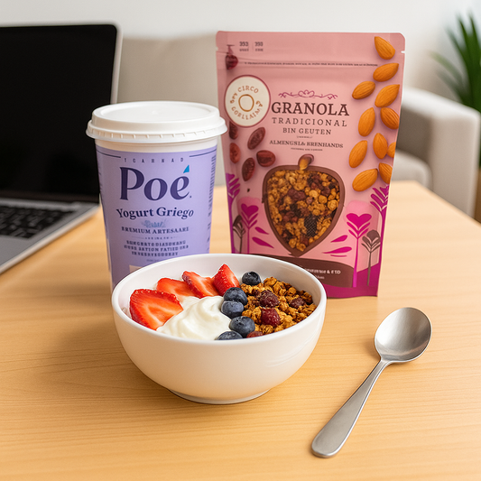 🥣 Bowl Energético de Yogurt Griego con Granola de Almendras y Arándanos