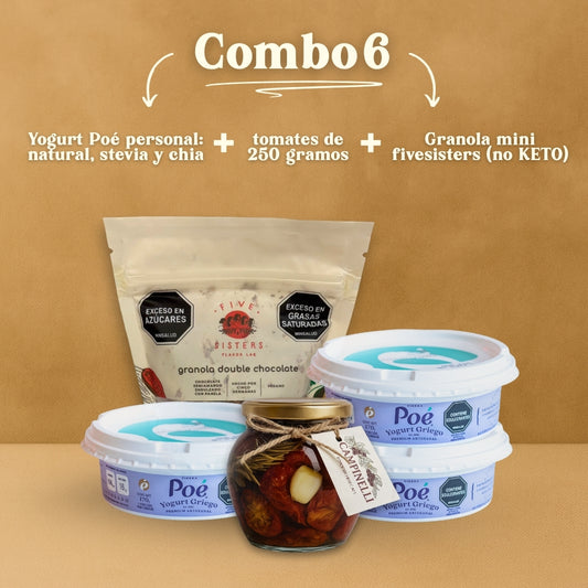 Combo 6: 1 Personal Natural + 1 Personal Stevia + 1 Personal Chia + Tomates 250gr + Mini FiveSisters (NO KETO)